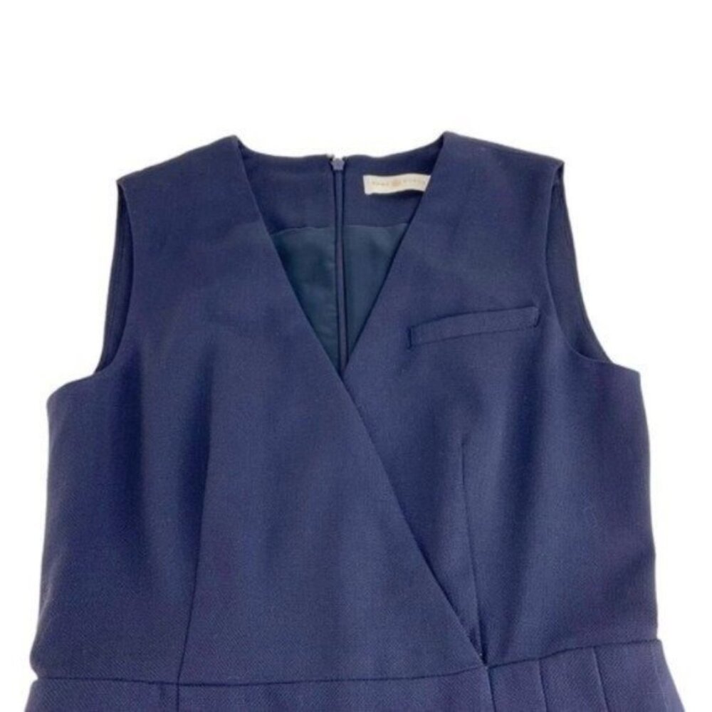 Tory Burch Navy Blue Pleated Suiting Dress - Picture 3 of 6